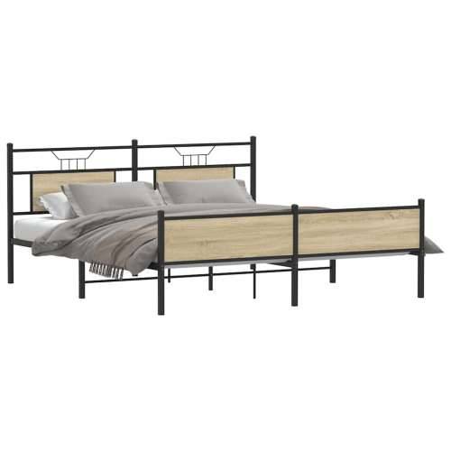 Metalni okvir kreveta bez madraca boja hrasta sonome 183x213 cm - sonoma hrast 183 x 213 cm s uzglavljem i visokim podnožjem Cijena