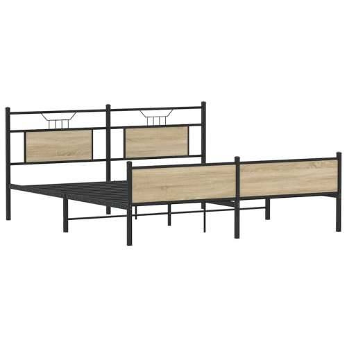 Metalni okvir kreveta bez madraca boja hrasta sonome 183x213 cm - sonoma hrast 183 x 213 cm s uzglavljem i visokim podnožjem Cijena