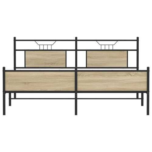 Metalni okvir kreveta bez madraca boja hrasta sonome 183x213 cm - sonoma hrast 183 x 213 cm s uzglavljem i visokim podnožjem Cijena