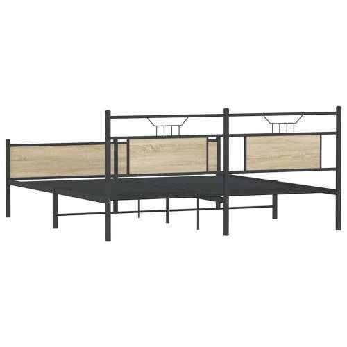 Metalni okvir kreveta bez madraca boja hrasta sonome 183x213 cm - sonoma hrast 183 x 213 cm s uzglavljem i visokim podnožjem Cijena