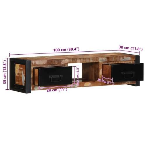 TV ormarić 100x30x25 cm Obrađeno puno drvo - Crna i smeđa 1 masivno obnovljeno drvo Cijena