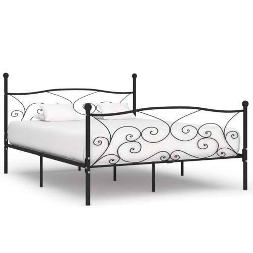 Okvir za krevet s podnicama crni metalni 200 x 200 cm