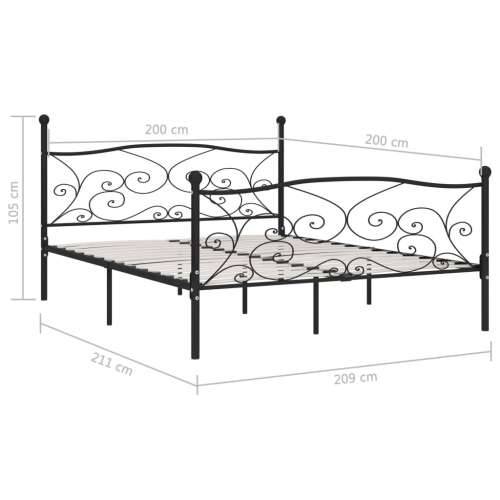 Okvir za krevet s podnicama crni metalni 200 x 200 cm Cijena