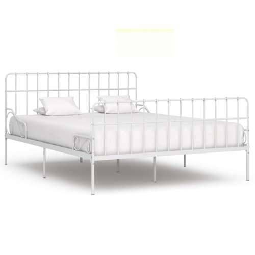 Okvir za krevet s podnicama bijeli metalni 200 x 200 cm Bijela 200 x 200 cm Cijena