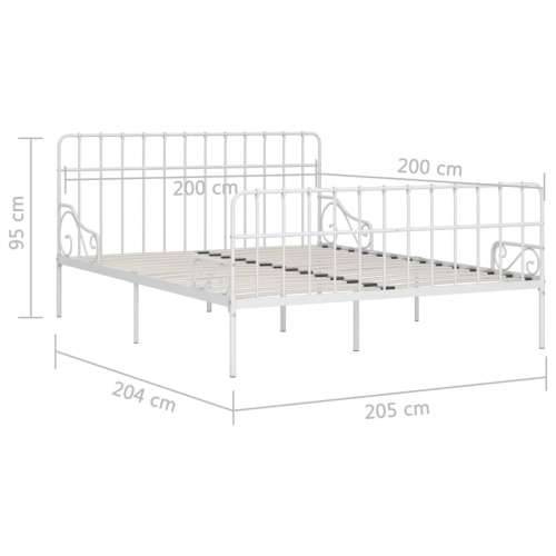 Okvir za krevet s podnicama bijeli metalni 200 x 200 cm Bijela 200 x 200 cm Cijena