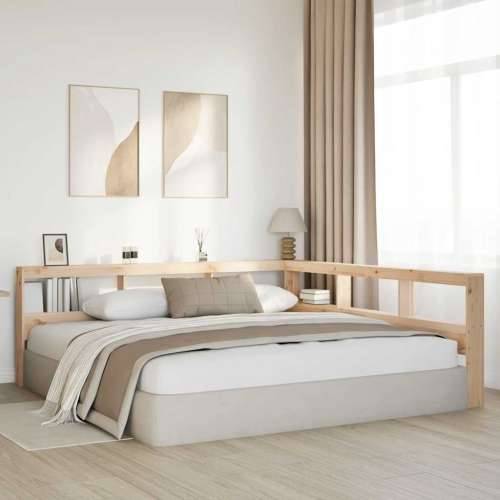 Polica za knjige Uzglavlje u obliku slova L 200cm Puno drvo Bor - Prirodna 218.5 x 218.5 x 80 cm 1 Cijena