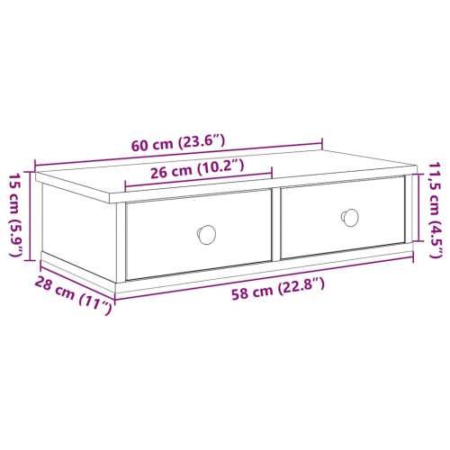 Zidna polica s ladicama bijela 60x28x15 cm konstruirano drvo - Bijela 60 x 25 x 15 cm 1 Cijena