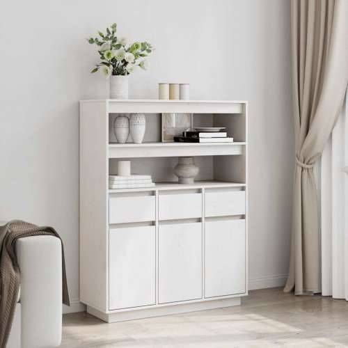 Visoka ploča bijela 89x34x116,5 cm puno drvo bor - Bijela 1 Cijena
