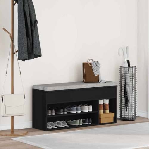 Klupa za cipele crna 102x30,5x45 cm izrađeno drvo - Crna 1 Cijena
