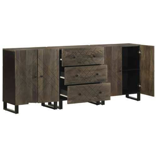 Komoda od 3 komada crna 60x33x75 cm Puno drvo Mango Cijena