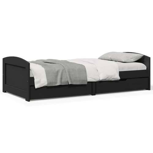 Dnevni krevet s 2 ladice bez madraca “IRUN” crni 90x200 cm - Crna Cijena