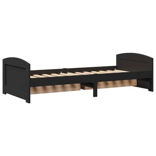 Dnevni krevet s 2 ladice bez madraca “IRUN” crni 90x200 cm - Crna Cijena