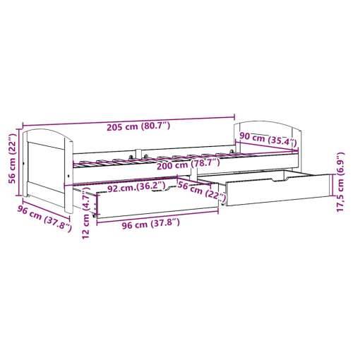 Dnevni krevet s 2 ladice bez madraca “IRUN” crni 90x200 cm - Crna Cijena