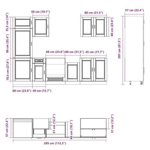 Set kuhinjskih elementa od 7 dijelova “Kalmar” izrađeno drvo - Bijela 1 Cijena