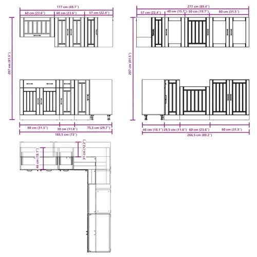 11-dijelni set kuhinjskih elemenata “Lucca” izrađeno drvo - Bijela 1 Cijena