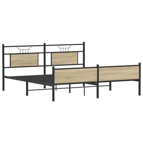 Metalni okvir kreveta bez madraca boja hrasta sonome 180x200 cm - sonoma hrast 180 x 200 cm s uzglavljem i visokim podnožjem Cijena