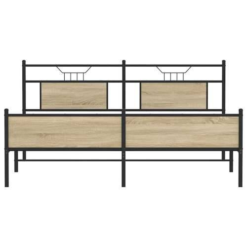 Metalni okvir kreveta bez madraca boja hrasta sonome 180x200 cm - sonoma hrast 180 x 200 cm s uzglavljem i visokim podnožjem Cijena