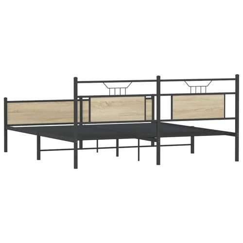 Metalni okvir kreveta bez madraca boja hrasta sonome 180x200 cm - sonoma hrast 180 x 200 cm s uzglavljem i visokim podnožjem Cijena