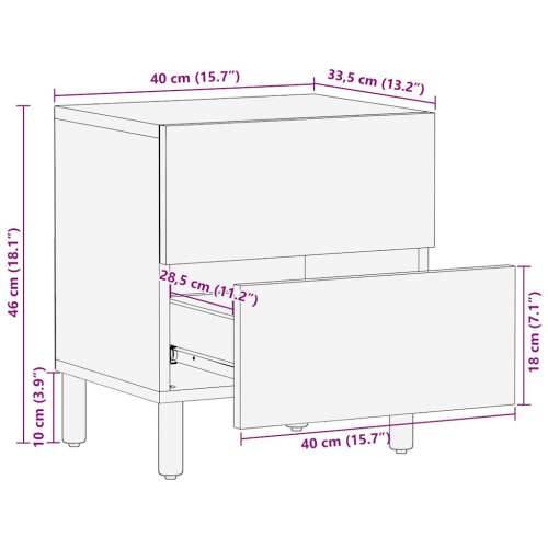 Krevetni ormarići 2 kom crni 40x33,5x46cm puno grubo drvo mango - 2 Cijena