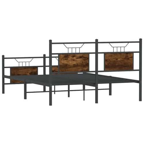 Okvir kreveta bez madraca boja hrasta 140 x 190 cm drveni - Dimljeni hrast 140 x 190 cm s uzglavljem i podnožjem Cijena