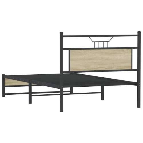 Okvir kreveta bez madraca boja hrasta sonome 100x200 cm drveni - sonoma hrast 100 x 200 cm s uzglavljem i dvostrukim niskim podn Cijena