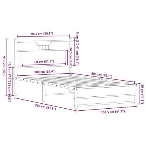 Okvir kreveta bez madraca boja hrasta sonome 100x200 cm drveni - sonoma hrast 100 x 200 cm s uzglavljem i dvostrukim niskim podn Cijena