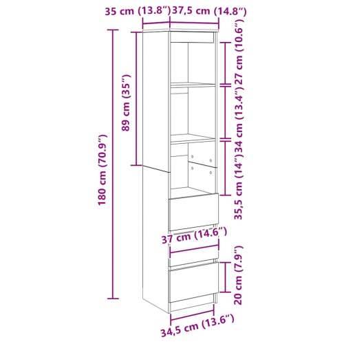 Visoka ploča staro drvo 37,5x35x180 cm konstruirano drvo - Staro drvo 1 Cijena