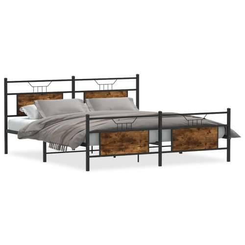 Metalni okvir kreveta bez madraca boja hrasta 183x213 cm - Dimljeni hrast 183 x 213 cm s uzglavljem i podnožjem Cijena