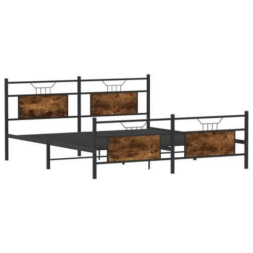 Metalni okvir kreveta bez madraca boja hrasta 183x213 cm - Dimljeni hrast 183 x 213 cm s uzglavljem i podnožjem Cijena