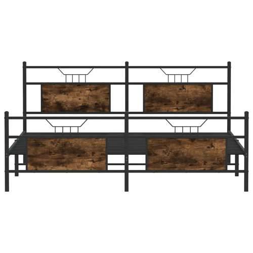 Metalni okvir kreveta bez madraca boja hrasta 183x213 cm - Dimljeni hrast 183 x 213 cm s uzglavljem i podnožjem Cijena