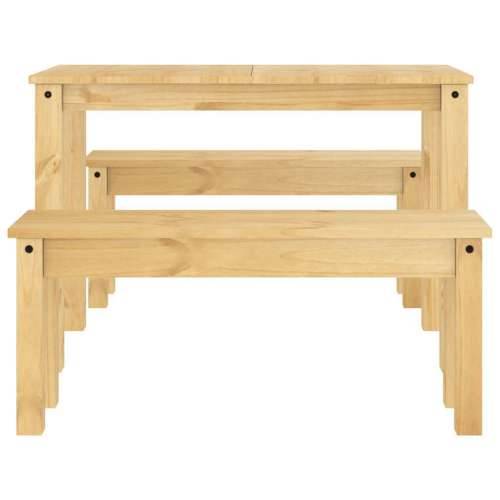 3-dijelni blagovaonski set Panama od masivne borovine - Prirodna 117 cm 2x klupa 1 Cijena