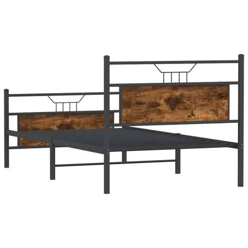 Okvir kreveta bez madraca 107x203 cm konstruirano drvo - Dimljeni hrast 107 x 203 cm s uzglavljem i podnožjem Cijena