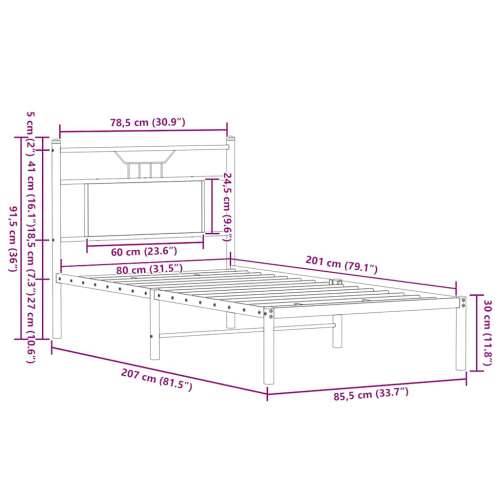 Okvir kreveta bez madraca boja hrasta sonome 80 x 200 cm drveni - sonoma hrast 80 x 200 cm s uzglavljem Cijena