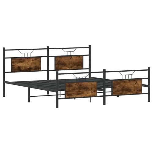 Metalni okvir kreveta bez madraca boja hrasta 180x200 cm - Dimljeni hrast 180 x 200 cm s uzglavljem i podnožjem Cijena