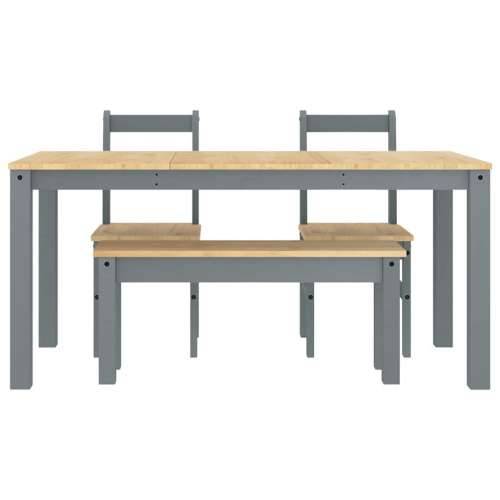 4-dijelni blagovaonski set Panama od masivne borovine - Siva 160 cm klupa + 2x stolica 1 Cijena