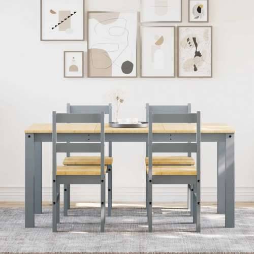 5-dijelni blagovaonski set Panama od masivne borovine sivi - Siva 160 cm 4x stolica 1 Cijena