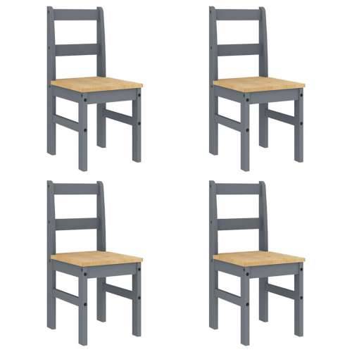 5-dijelni blagovaonski set Panama od masivne borovine sivi - Siva 160 cm 4x stolica 1 Cijena