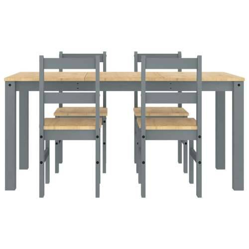 5-dijelni blagovaonski set Panama od masivne borovine sivi - Siva 160 cm 4x stolica 1 Cijena