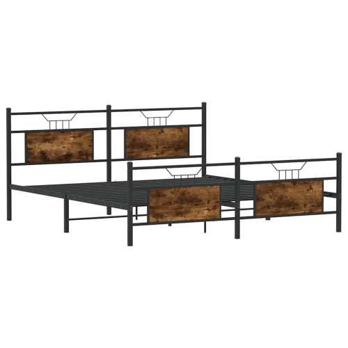 Metalni okvir kreveta bez madraca boja hrasta 160x200 cm - Dimljeni hrast 160 x 200 cm s uzglavljem i podnožjem Cijena