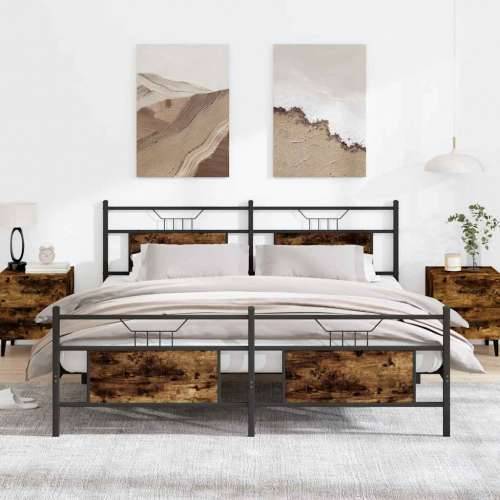 Metalni okvir kreveta bez madraca boja hrasta 160x200 cm - Dimljeni hrast 160 x 200 cm s uzglavljem i podnožjem Cijena