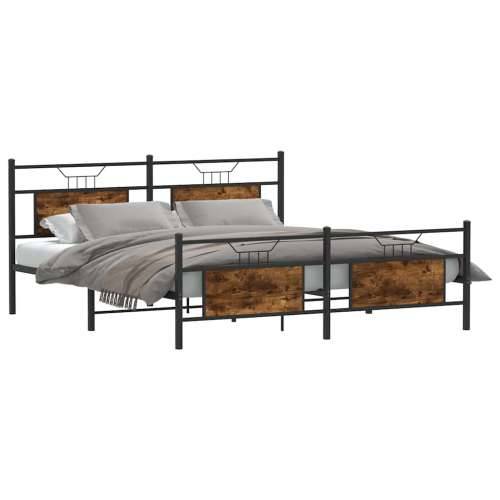 Metalni okvir kreveta bez madraca boja hrasta 160x200 cm - Dimljeni hrast 160 x 200 cm s uzglavljem i podnožjem Cijena