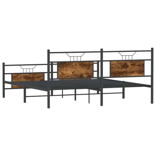 Metalni okvir kreveta bez madraca boja hrasta 160x200 cm - Dimljeni hrast 160 x 200 cm s uzglavljem i podnožjem Cijena