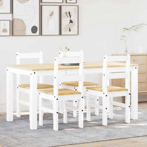 5-dijelni blagovaonski set Panama od masivne borovine - Bijela 160 cm 4x stolica 1 Cijena