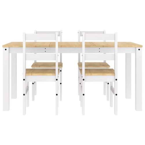 5-dijelni blagovaonski set Panama od masivne borovine - Bijela 160 cm 4x stolica 1 Cijena