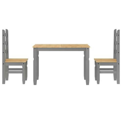 3-dijelni blagovaonski set Panama od masivne borovine sivi - Siva 112 cm 1 2 Cijena