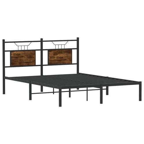 Okvir kreveta bez madraca boja hrasta 150 x 200 cm drveni - Dimljeni hrast 150 x 200 cm s uzglavljem Cijena