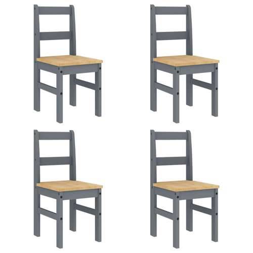 5-dijelni blagovaonski set Panama od masivne borovine sivi - Siva 117 cm 4x stolica 1 Cijena