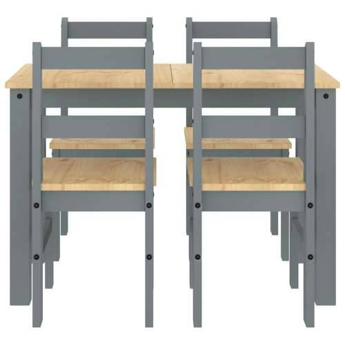 5-dijelni blagovaonski set Panama od masivne borovine sivi - Siva 117 cm 4x stolica 1 Cijena
