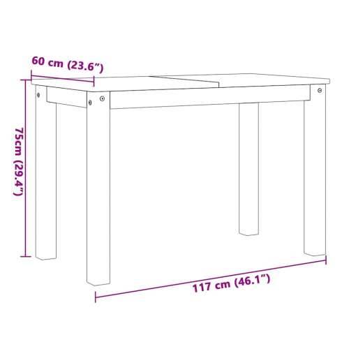 5-dijelni blagovaonski set Panama od masivne borovine sivi - Siva 117 cm 4x stolica 1 Cijena