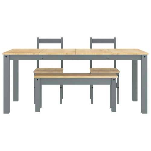 4-dijelni blagovaonski set Panama od masivne borovine - Siva 180 cm klupa + 2x stolica 1 Cijena